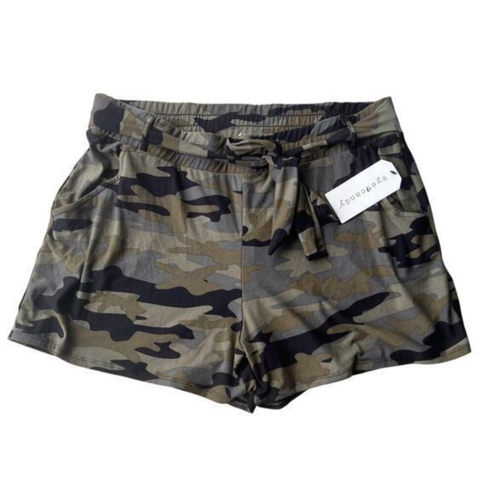EYE CANDY camouflage  paperbag jersey knit shorts pocket NWT plus Sz XXL 2XL